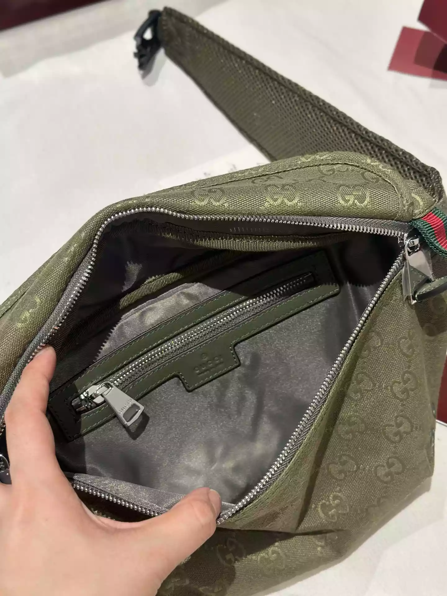 Large belt bag with print in Beige GG Canvas - BG066 Large belt bag with print in Beige GG Canvas