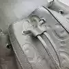 GUCCI JUMBO GG EMBOSSED LEATHER BACKPACK BAG GREY 2023 - BG089 GUCCI JUMBO GG EMBOSSED LEATHER BACKPACK BAG GREY 2023