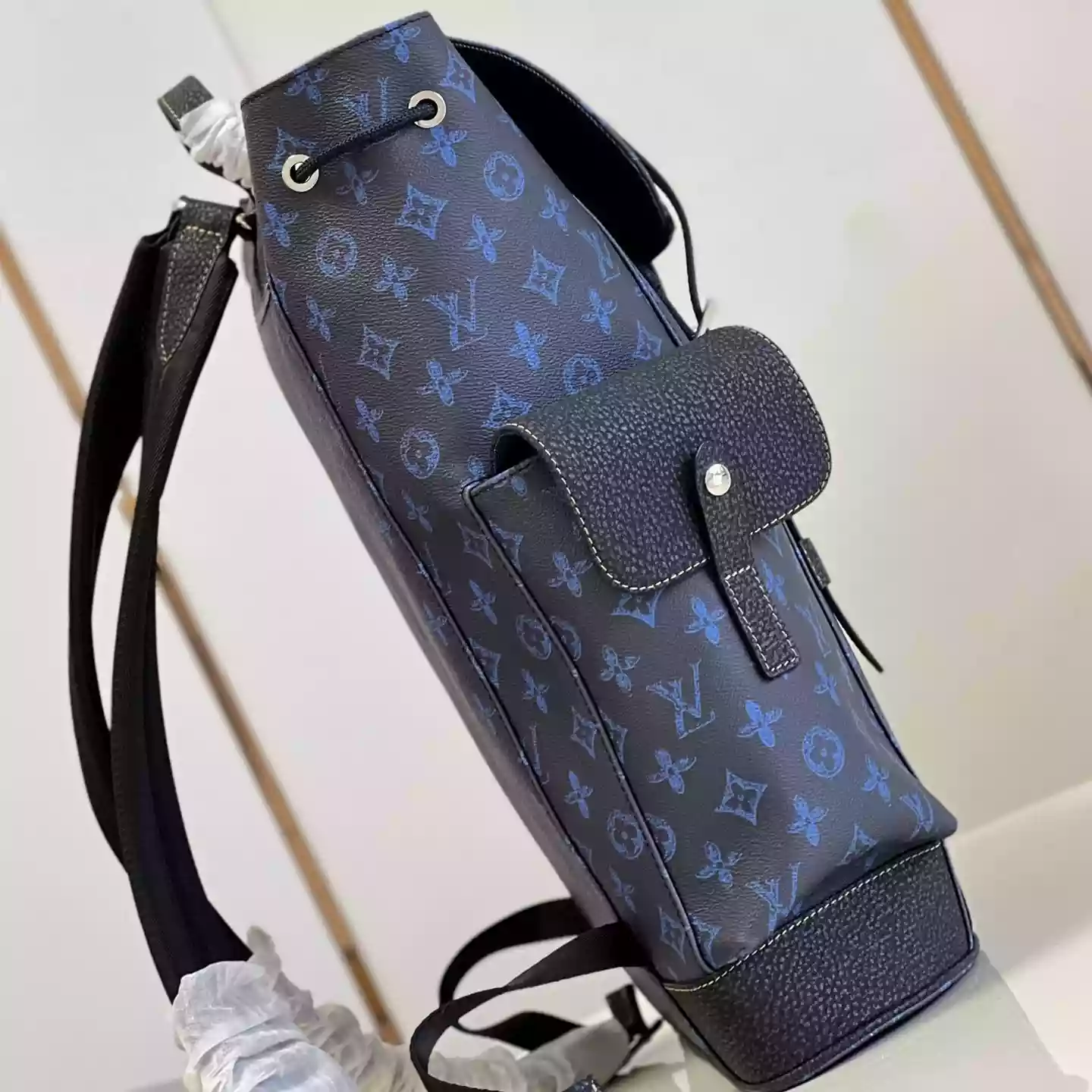 CHRISTOPHER MM MONOGRAM BACKPACK IN BLUE - LW345 DISCOVERY BACKPACK PM SKY BLUE MONOGRAM CANVAS