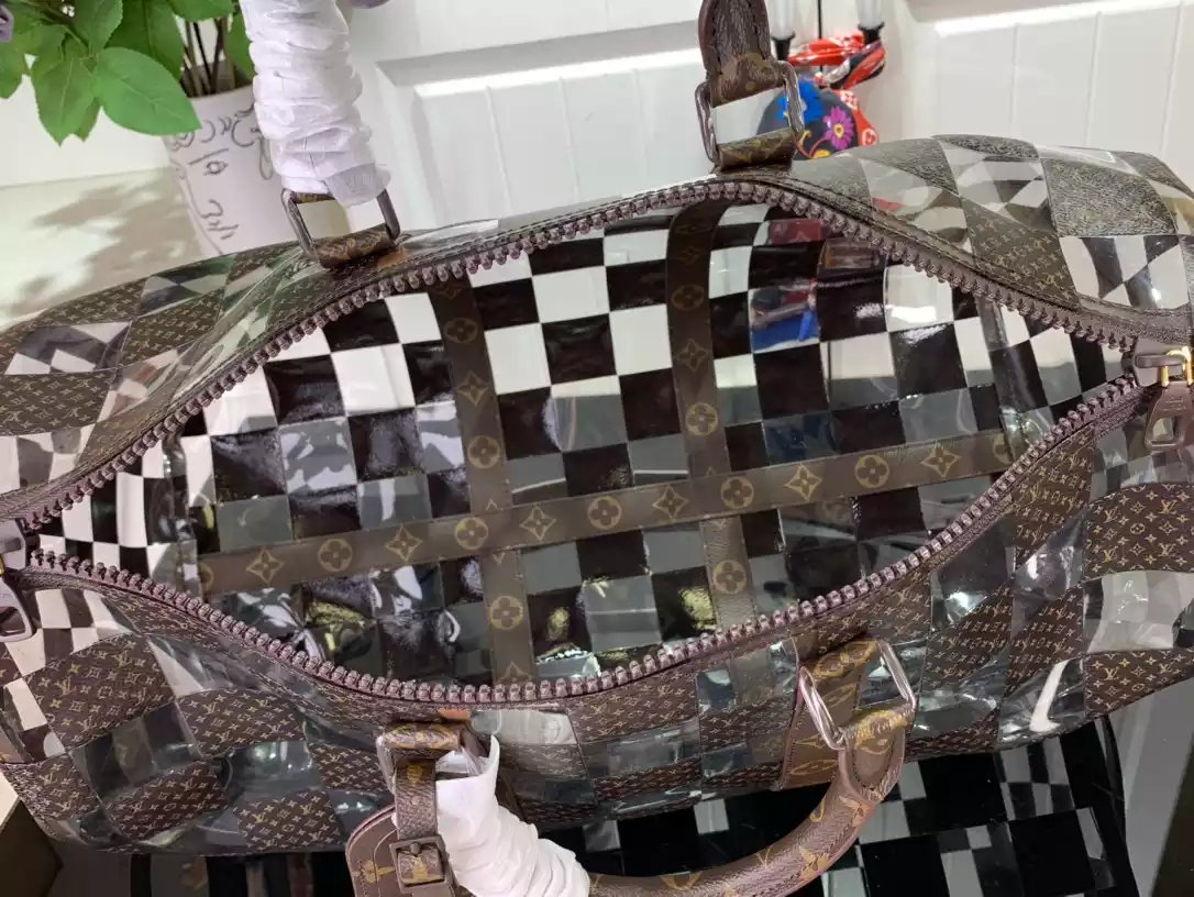 KEEPALL BAG IN WHITE, GREY AND BROWN - LW364 DISCOVERY BACKPACK PM SKY BLUE MONOGRAM CANVAS