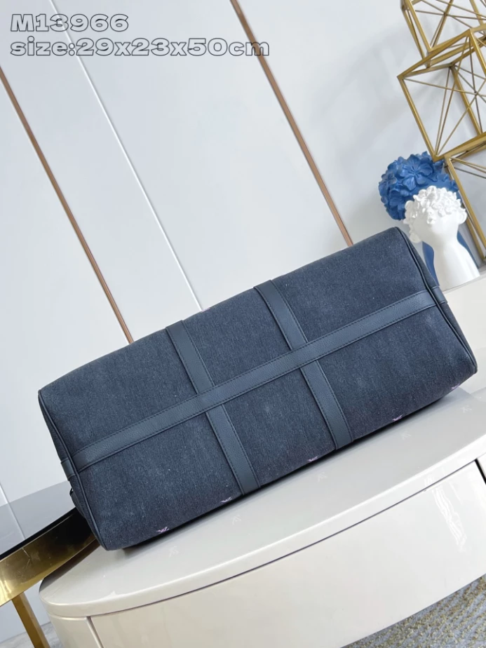 KEEPALL BANDOULIERE 50 BAG BLACK BLASON DENIM M13966 - LW352 DISCOVERY BACKPACK PM SKY BLUE MONOGRAM CANVAS