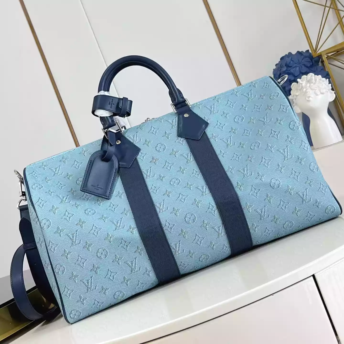 KEEPALL BANDOULIERE 50 BAG BLUE MONOGRAM CANVAS M14837 - LW354 DISCOVERY BACKPACK PM SKY BLUE MONOGRAM CANVAS