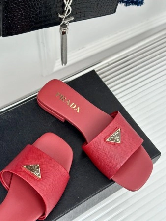 PRADA WOMEN'S SLIDES IN RED SAFFIANO LEATHER - PSD064