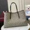 GUCCI GG CANVAS EMBLEM MAXI TOTE BAG BEIGE/BLACK 2025 - BG110 GUCCI GG CANVAS EMBLEM MAXI TOTE BAG BEIGE/BLACK 2025