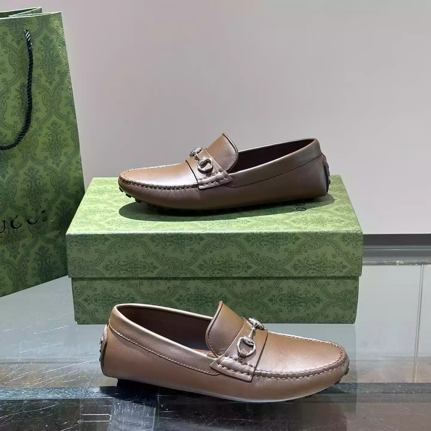 DRIVER WITH HORSEBIT BROWN LEATHER - GL097