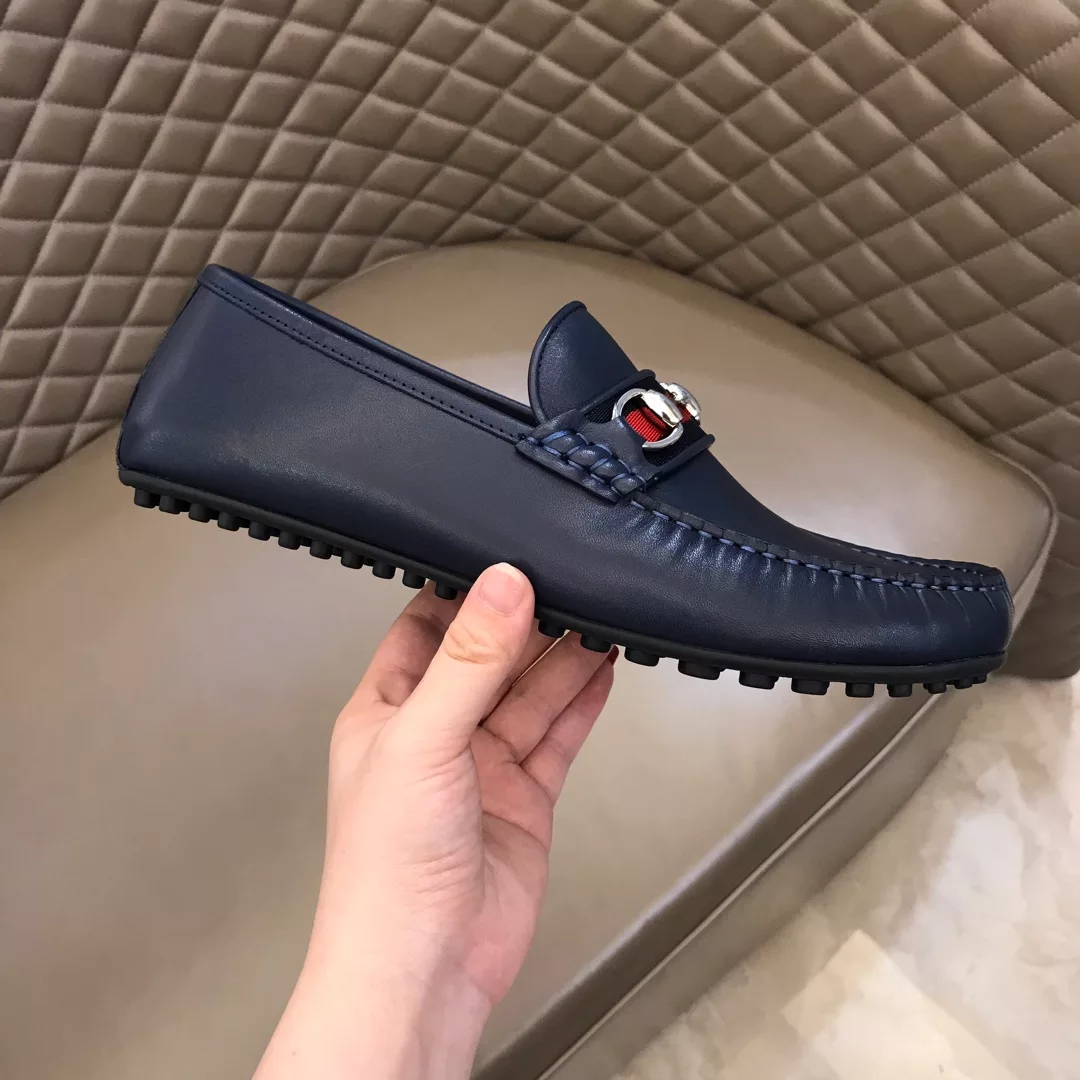 LEATHER DRIVER WITH WEB NAVY - GL118