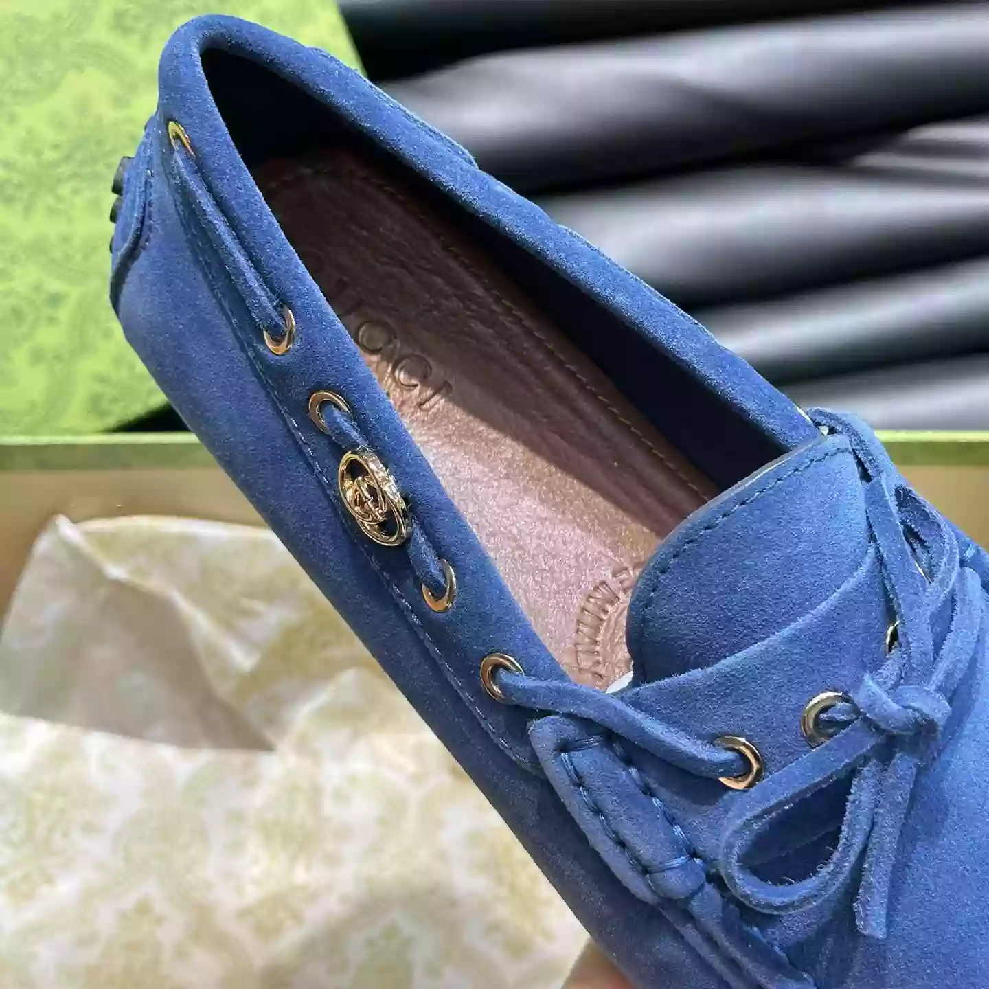 MEN'S DRIVER WITH INTERLOCKING G IN BLUE - GL100