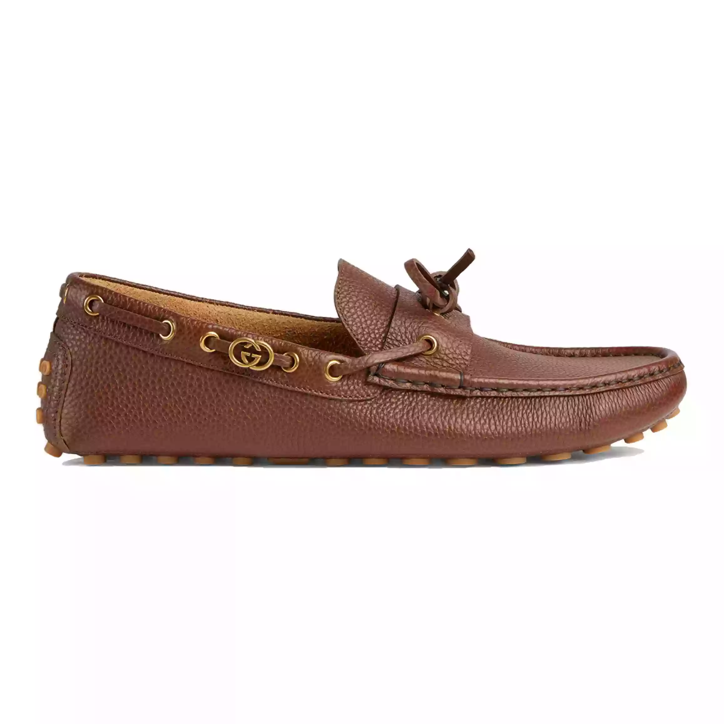 MEN'S DRIVER WITH INTERLOCKING G IN BROWN - GL103