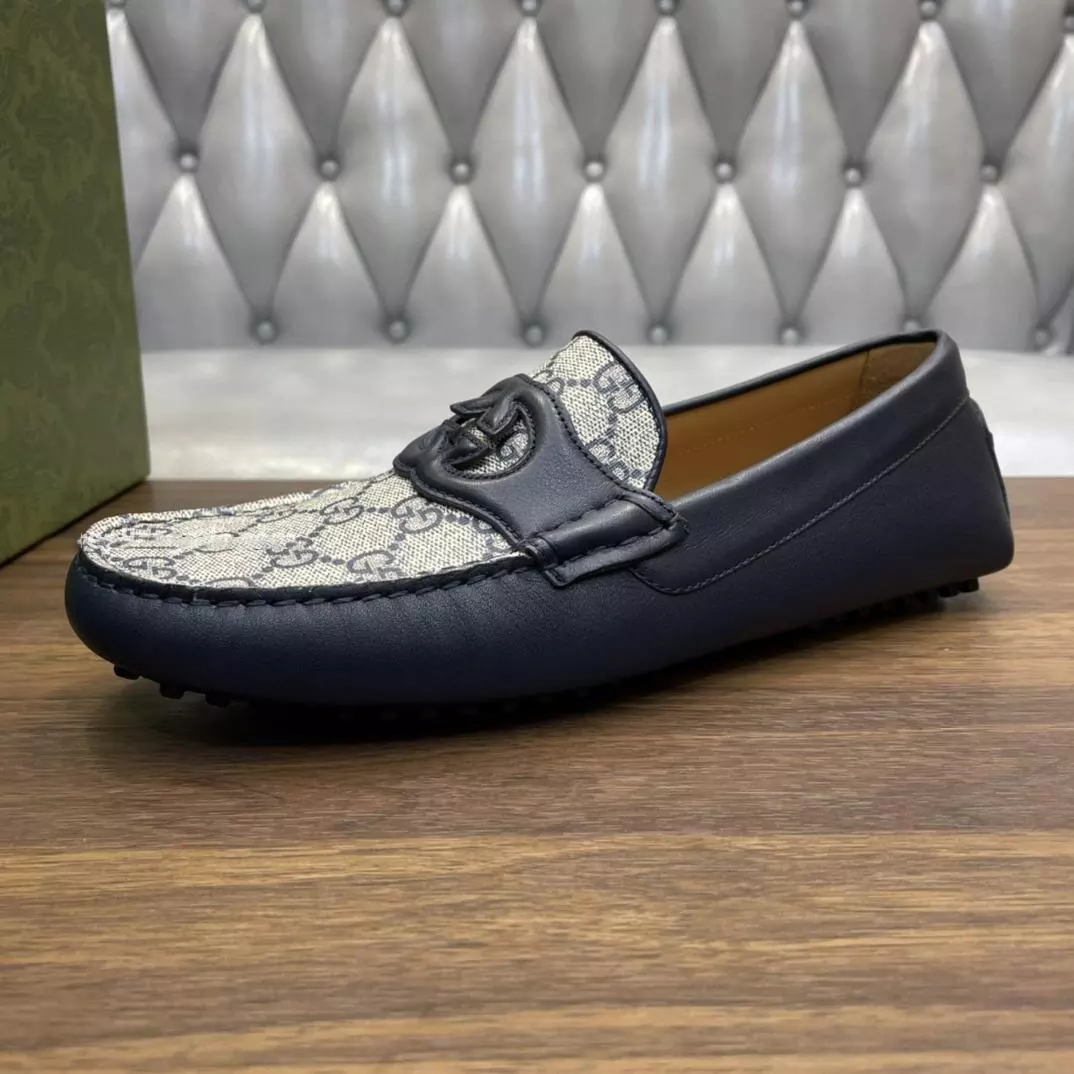 MEN'S INTERLOCKING G DRIVER BLUE LEATHER - GL108