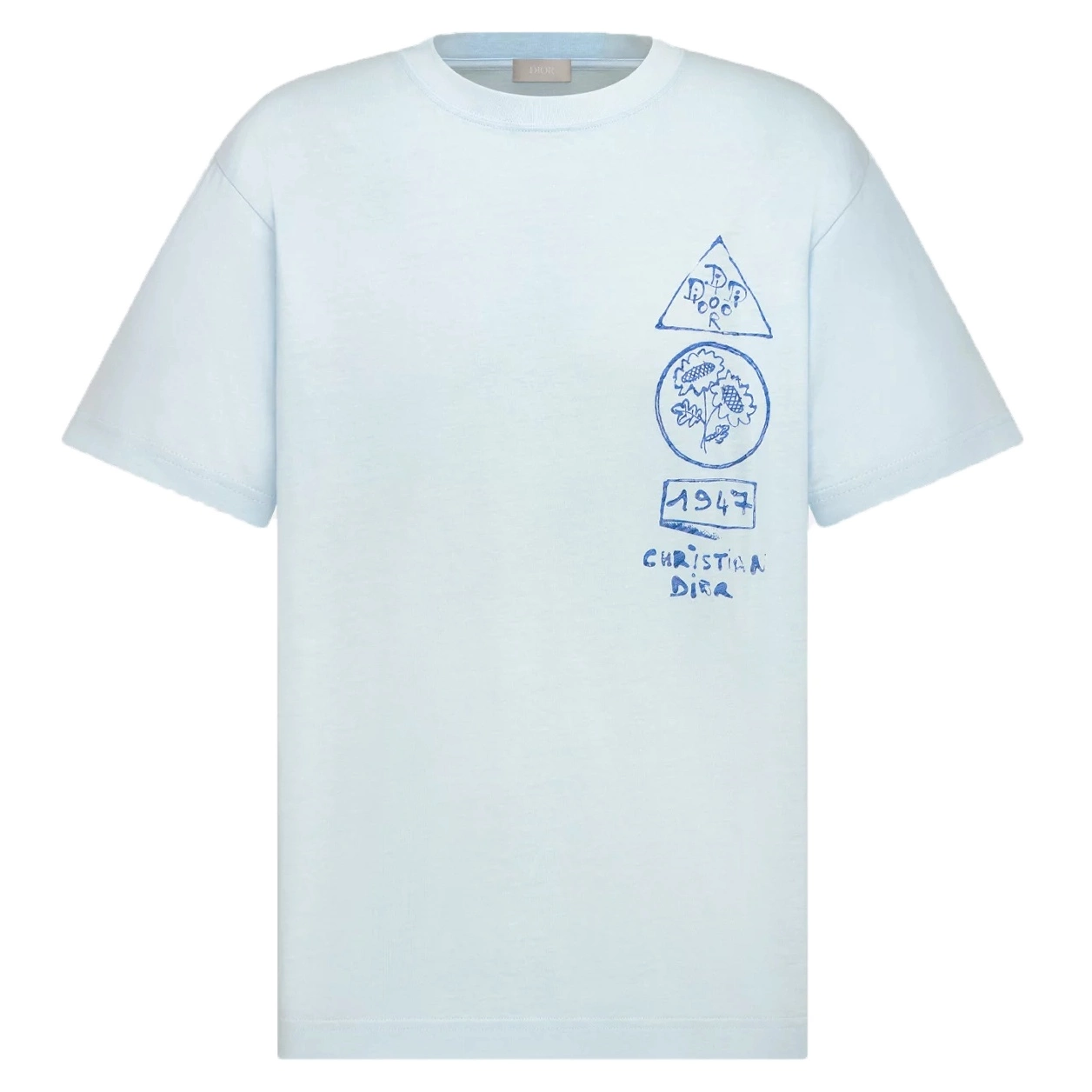 DI0R AND HYLTON NEL T-SHIRT, RELAXED FIT BLUE COTTON JERSEY - DOT055