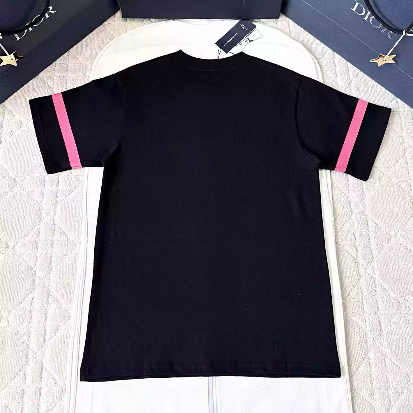 DIOR AND LEWIS HAMILTON T-SHIRT RELAXED FIT BLACK SLUB COTTON JERSEY - DOT027