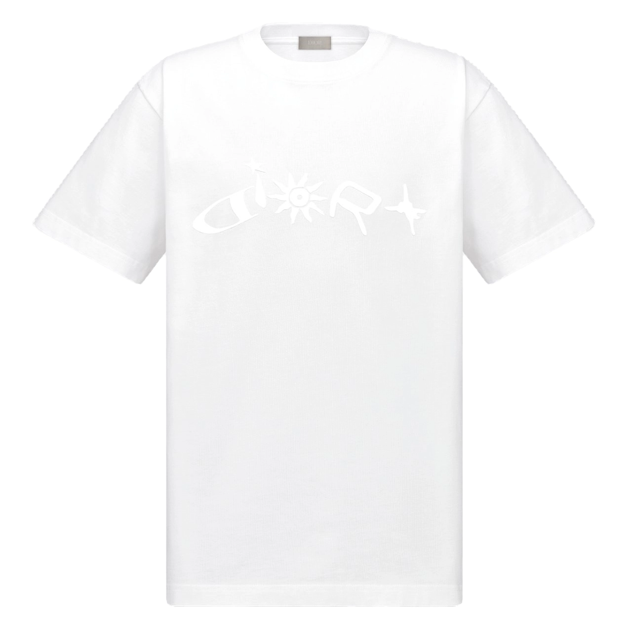 DIOR AND LEWIS HAMILTON T-SHIRT, RELAXED FIT WHITE COTTON JERSEY - DOT030