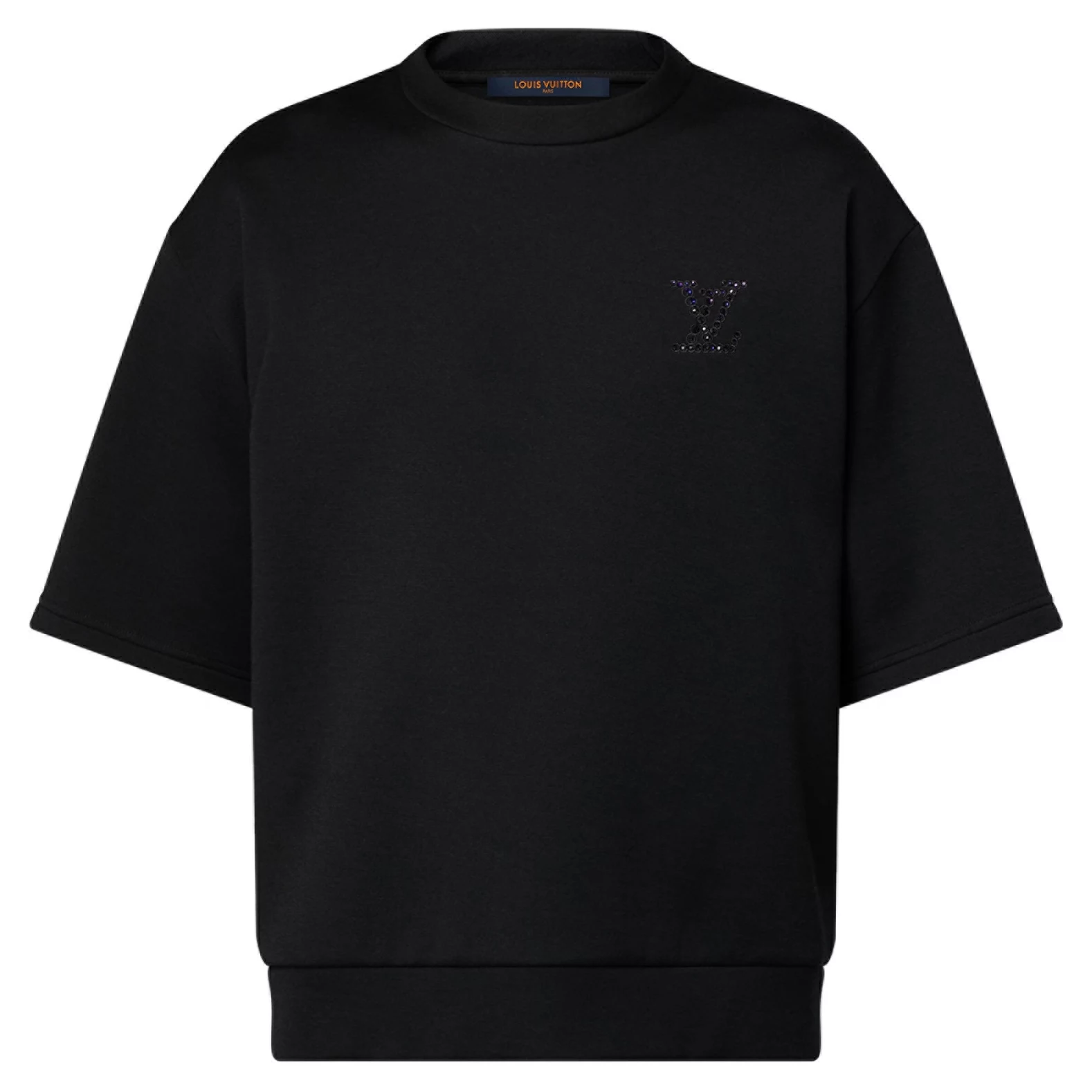 EMBELLISHED JERSEY T-SHIRT - LVTS123 Damier Jacquard Short-Sleeved Crewneck - LVTS089