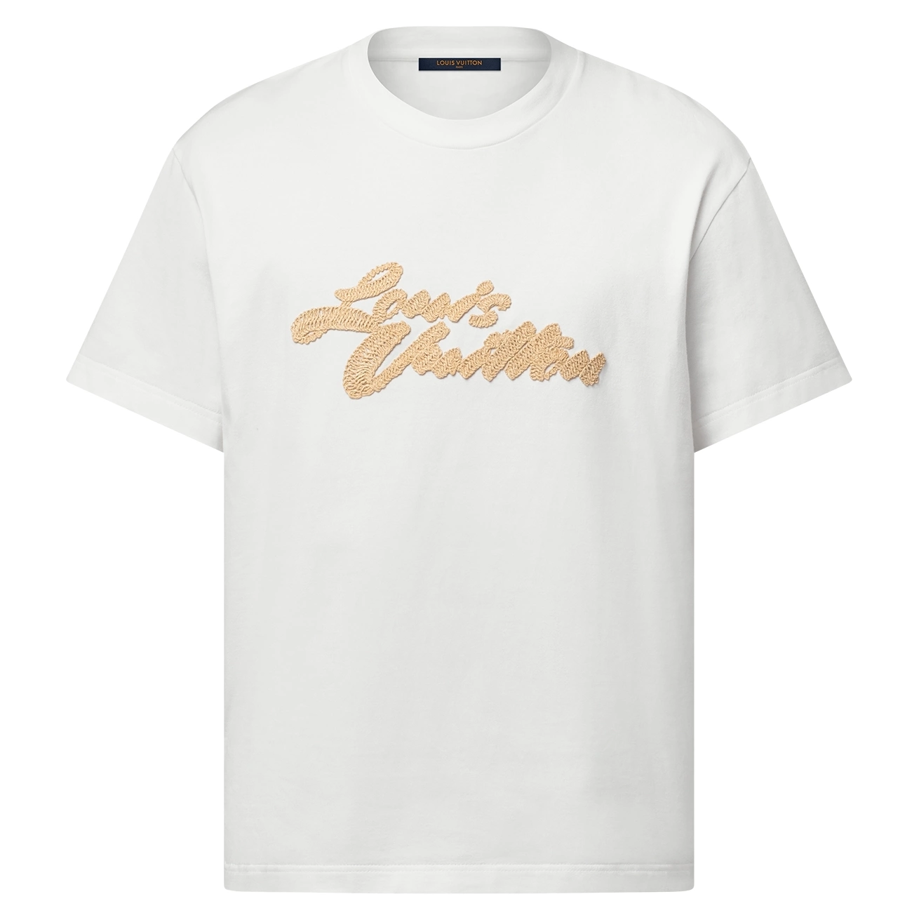 EMBROIDERED SIGNATURE T-SHIRT IN WHITE - LVTS102 Damier Jacquard Short-Sleeved Crewneck - LVTS089