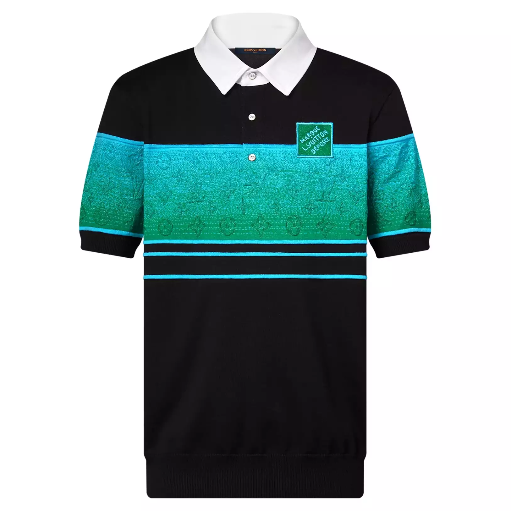 IRIDESCENT JACQUARD SHORT-SLEEVED POLO - LVTS138 Damier Jacquard Short-Sleeved Crewneck - LVTS089