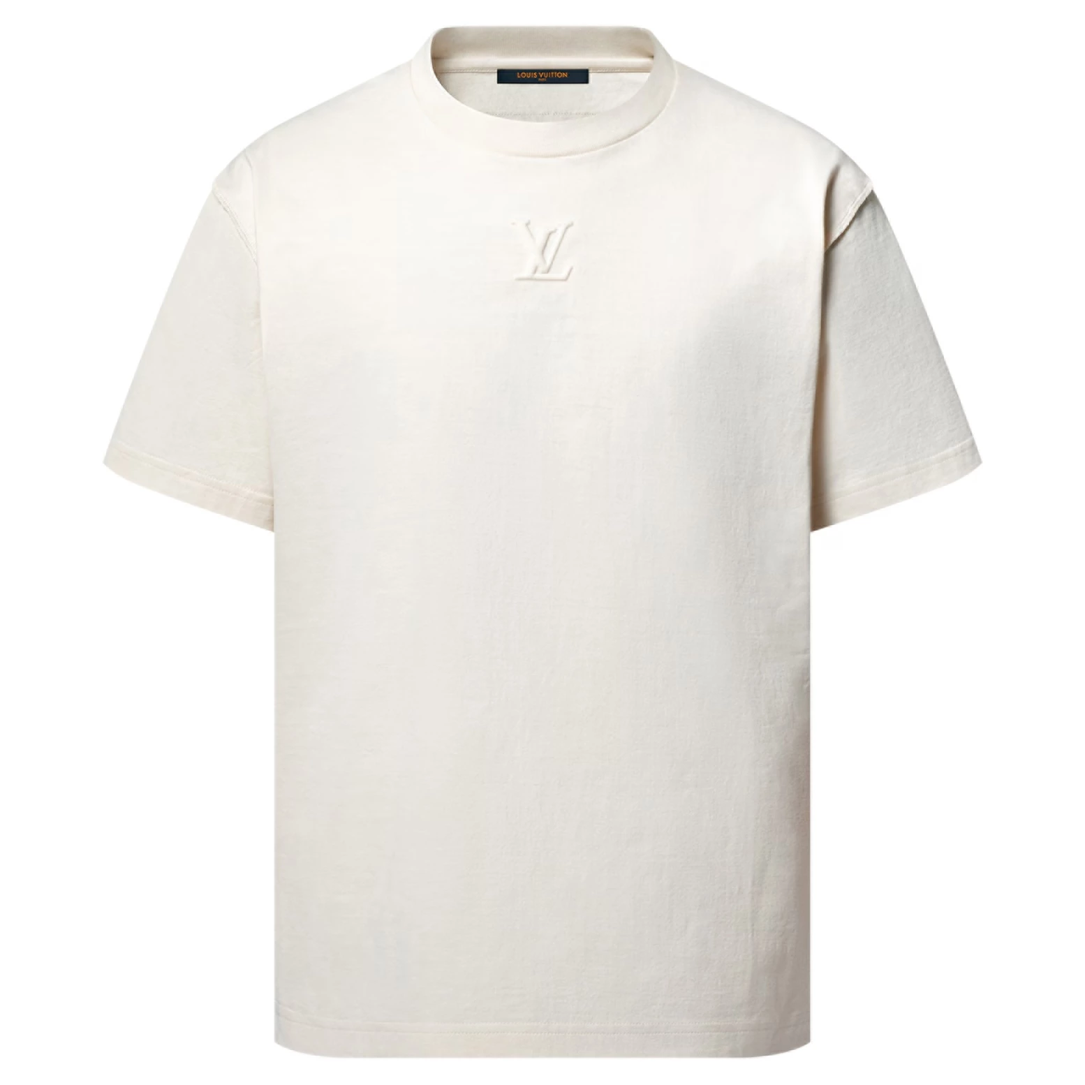 LOGO EMBOSSED T-SHIRT IN WHITE - LVTS112 Damier Jacquard Short-Sleeved Crewneck - LVTS089