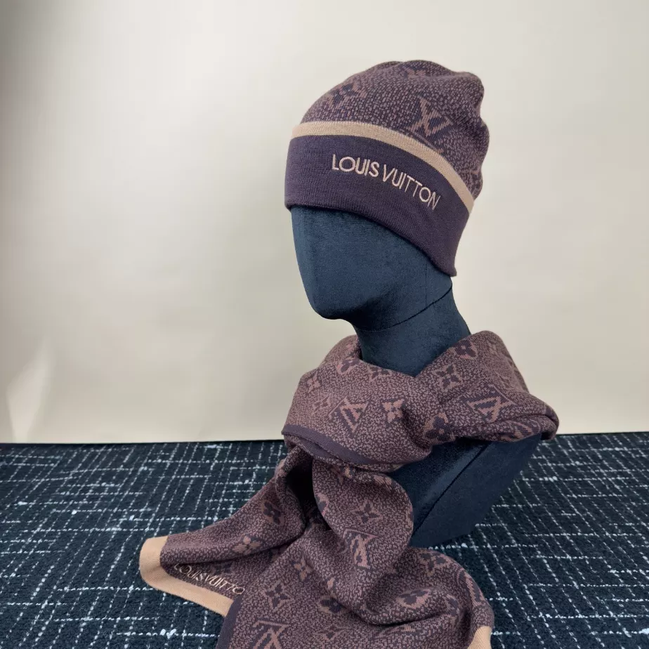 Louis Vuitton Scarf & Beanie Set