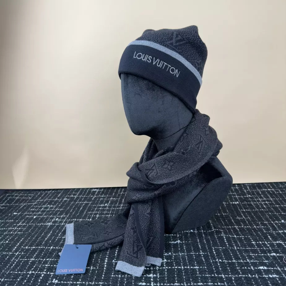 Louis Vuitton Scarf & Beanie Set