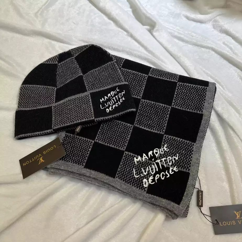 Louis Vuitton Scarf & Beanie Set
