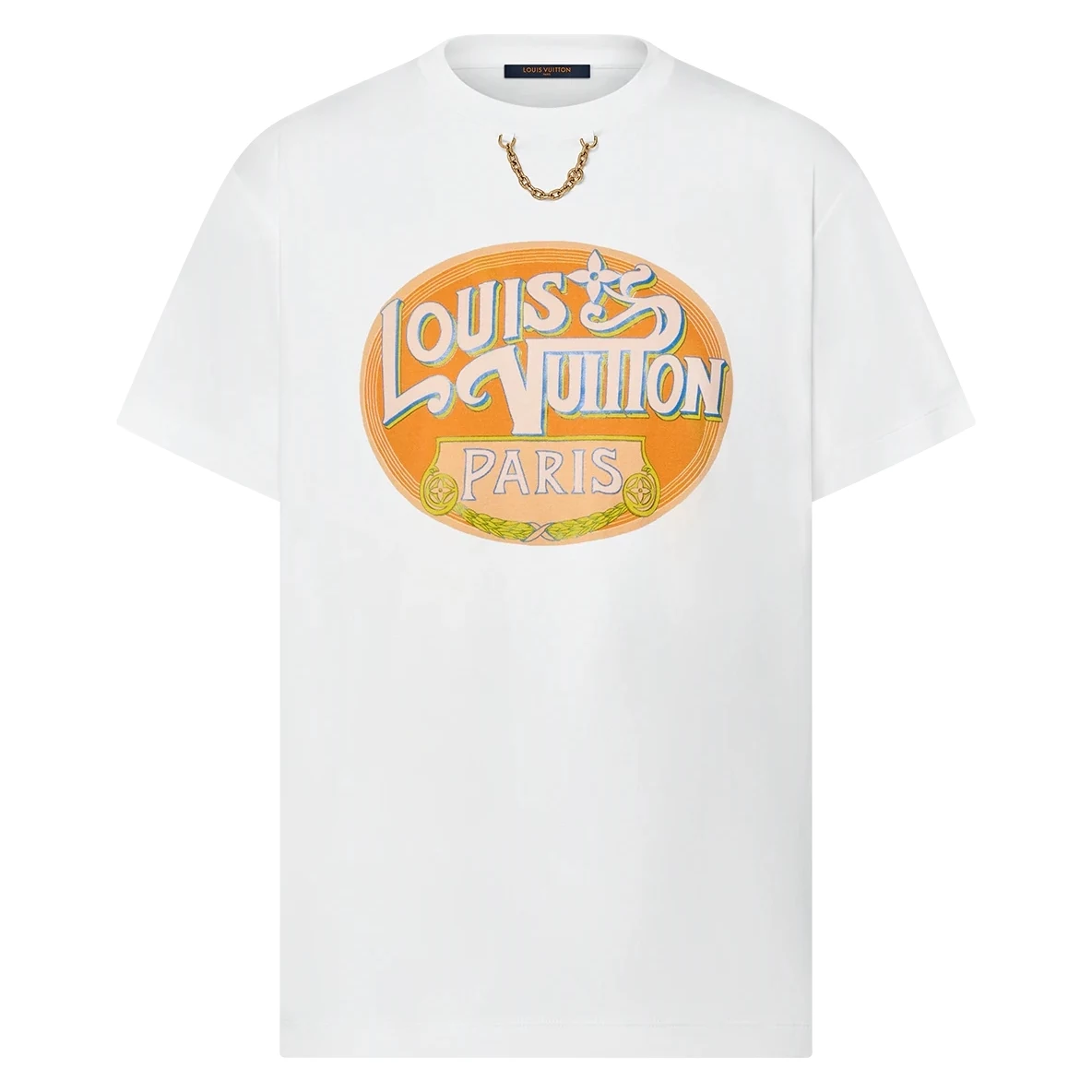 PARIS TRAVEL STAMP T-SHIRT IN WHITE - LVTS104 Damier Jacquard Short-Sleeved Crewneck - LVTS089