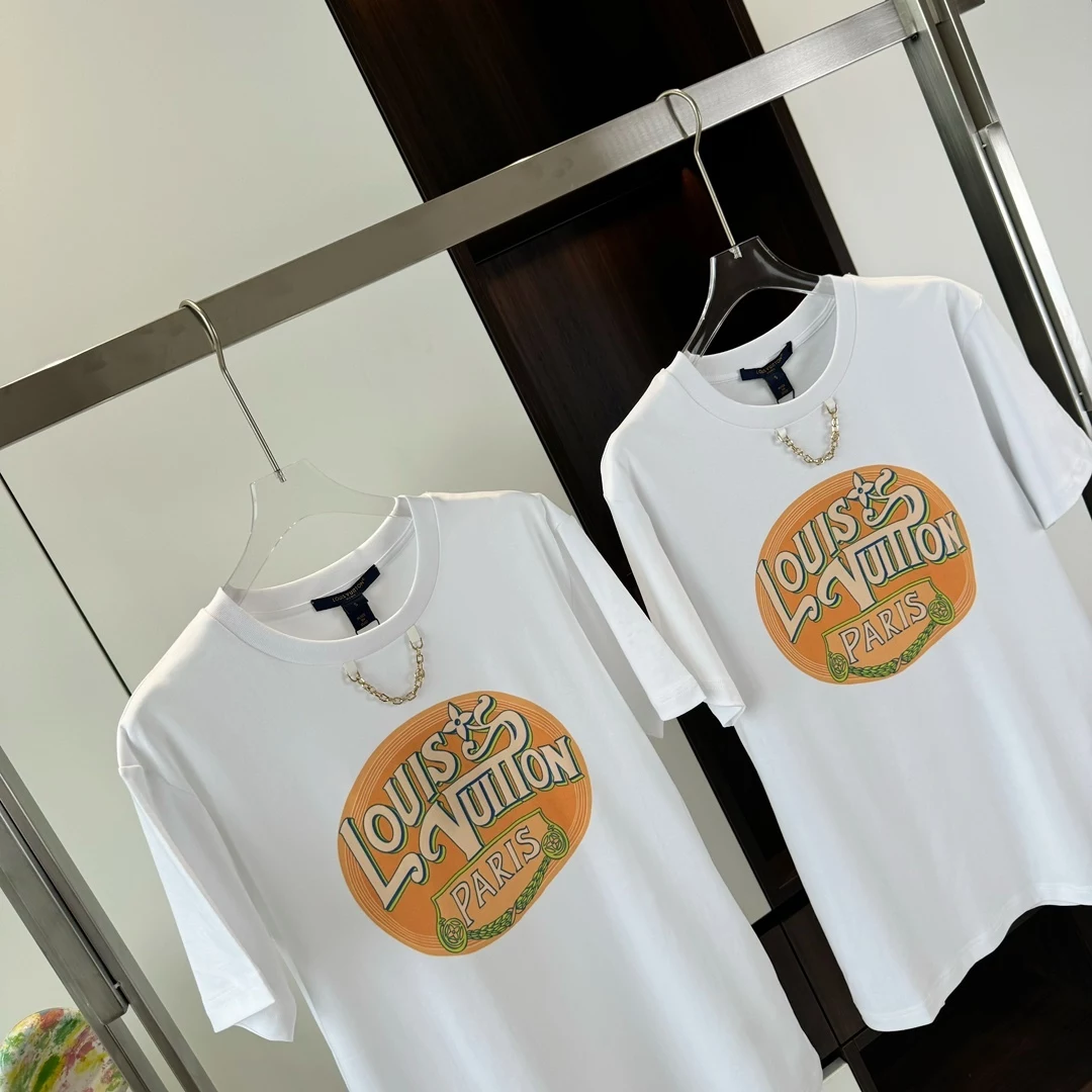 PARIS TRAVEL STAMP T-SHIRT IN WHITE - LVTS104 Damier Jacquard Short-Sleeved Crewneck - LVTS089