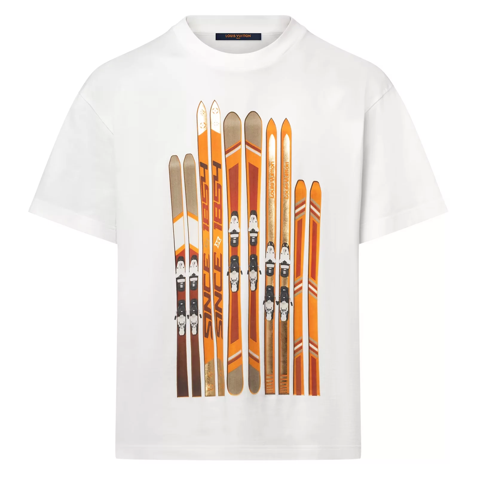 PRINTED COTTON T-SHIRT IN WHITE - LVTS132 Damier Jacquard Short-Sleeved Crewneck - LVTS089