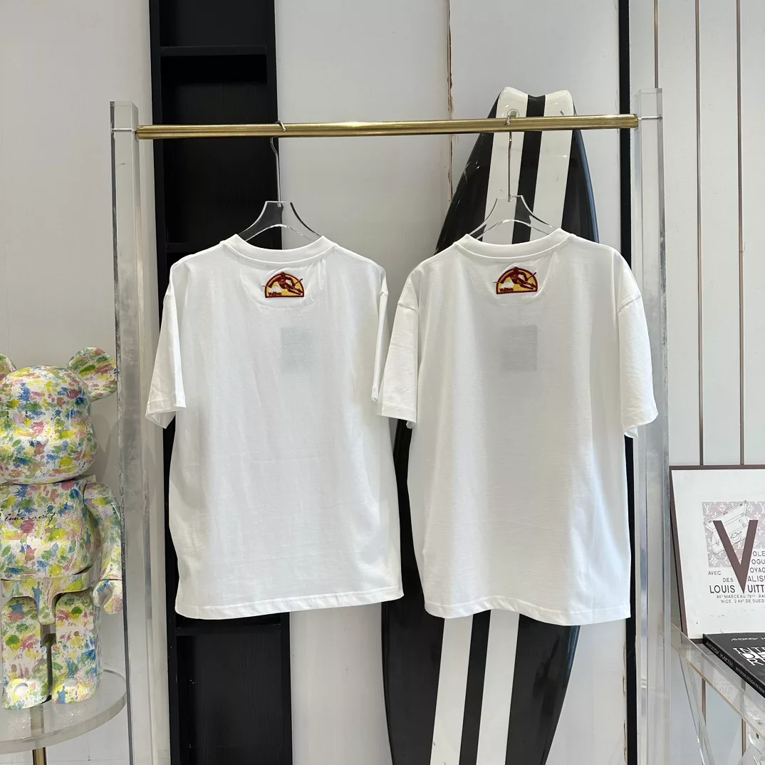 PRINTED COTTON T-SHIRT IN WHITE - LVTS132 Damier Jacquard Short-Sleeved Crewneck - LVTS089