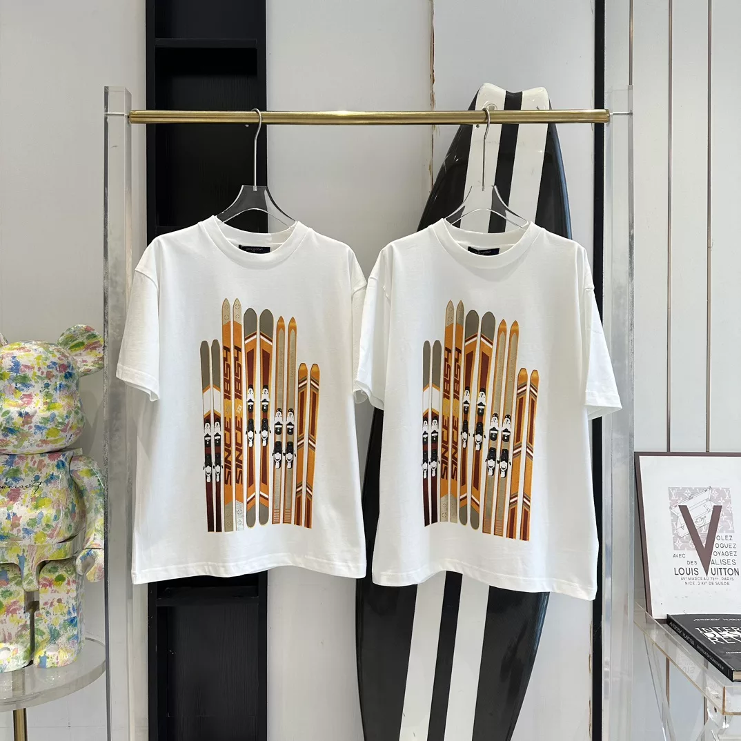 PRINTED COTTON T-SHIRT IN WHITE - LVTS132 Damier Jacquard Short-Sleeved Crewneck - LVTS089