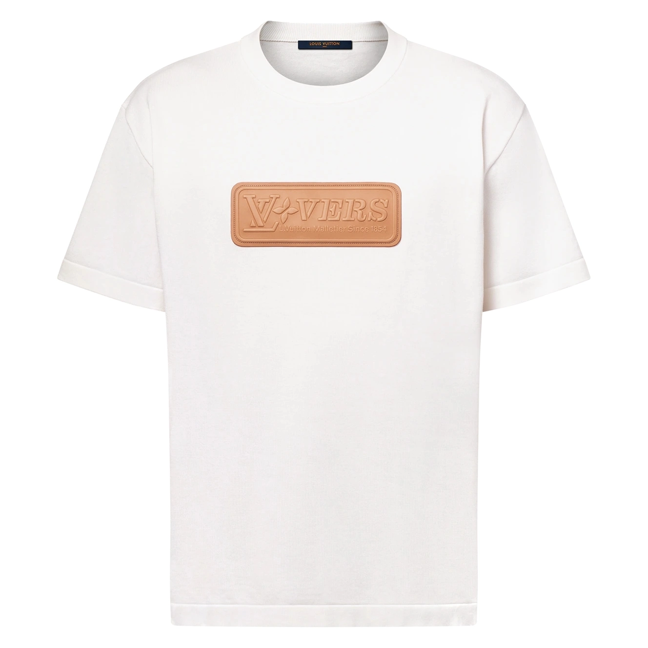 VVN PATCH SHORT-SLEEVED COTTON CREWNECK IN WHITE - LVTS093 Damier Jacquard Short-Sleeved Crewneck - LVTS089