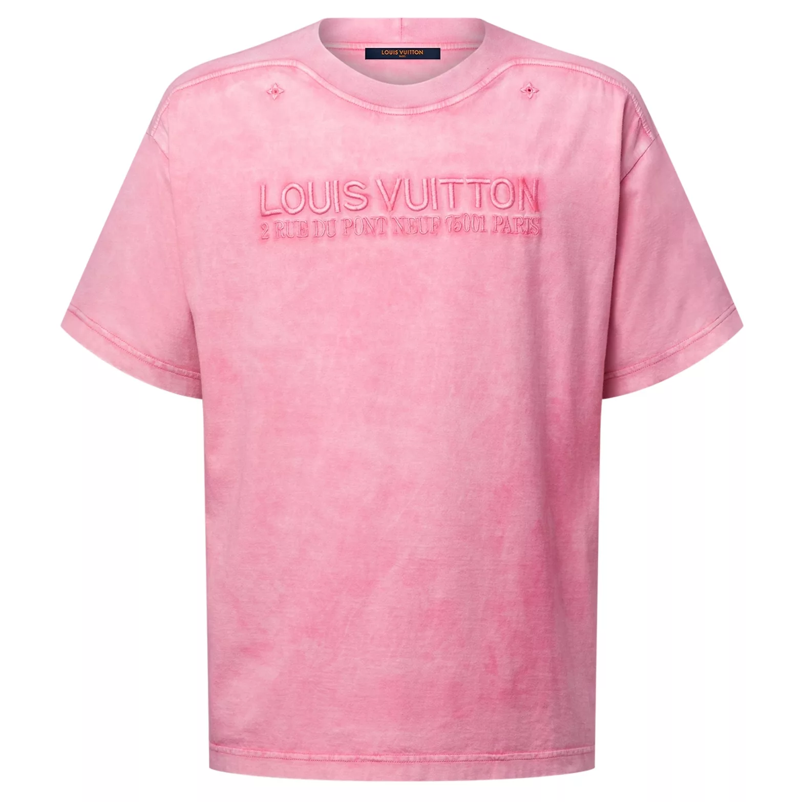 WASHED RIBBED T-SHIRT IN PINK - LVTS105 Damier Jacquard Short-Sleeved Crewneck - LVTS089