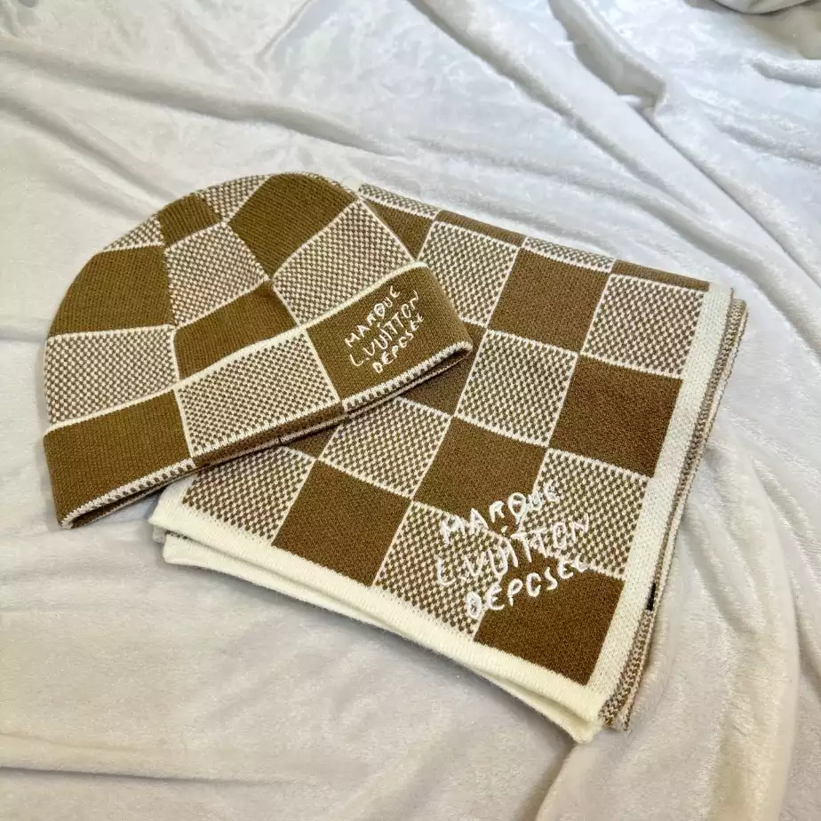 Louis Vuitton Scarf & Beanie Set