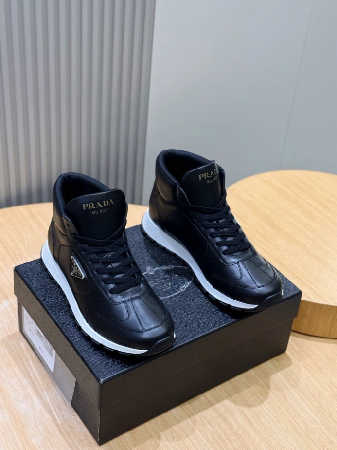 PRADA BRUSHED LEATHER SNEAKERS - PRS072