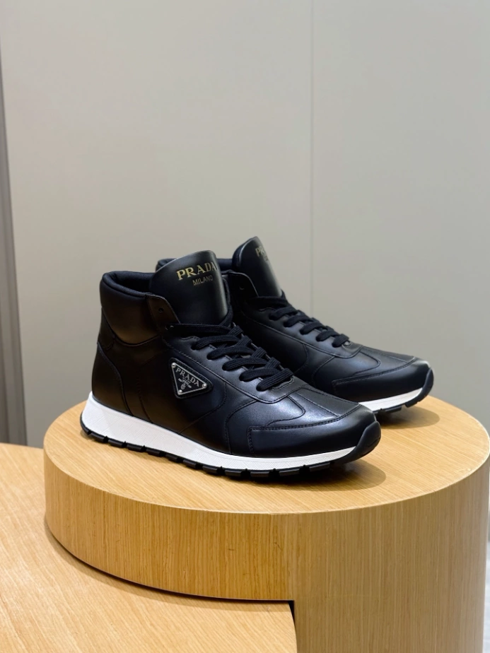 PRADA BRUSHED LEATHER SNEAKERS - PRS072