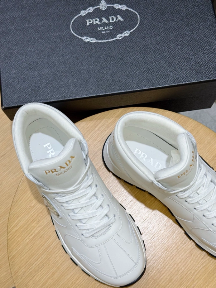 PRADA BRUSHED LEATHER SNEAKERS - PRS073